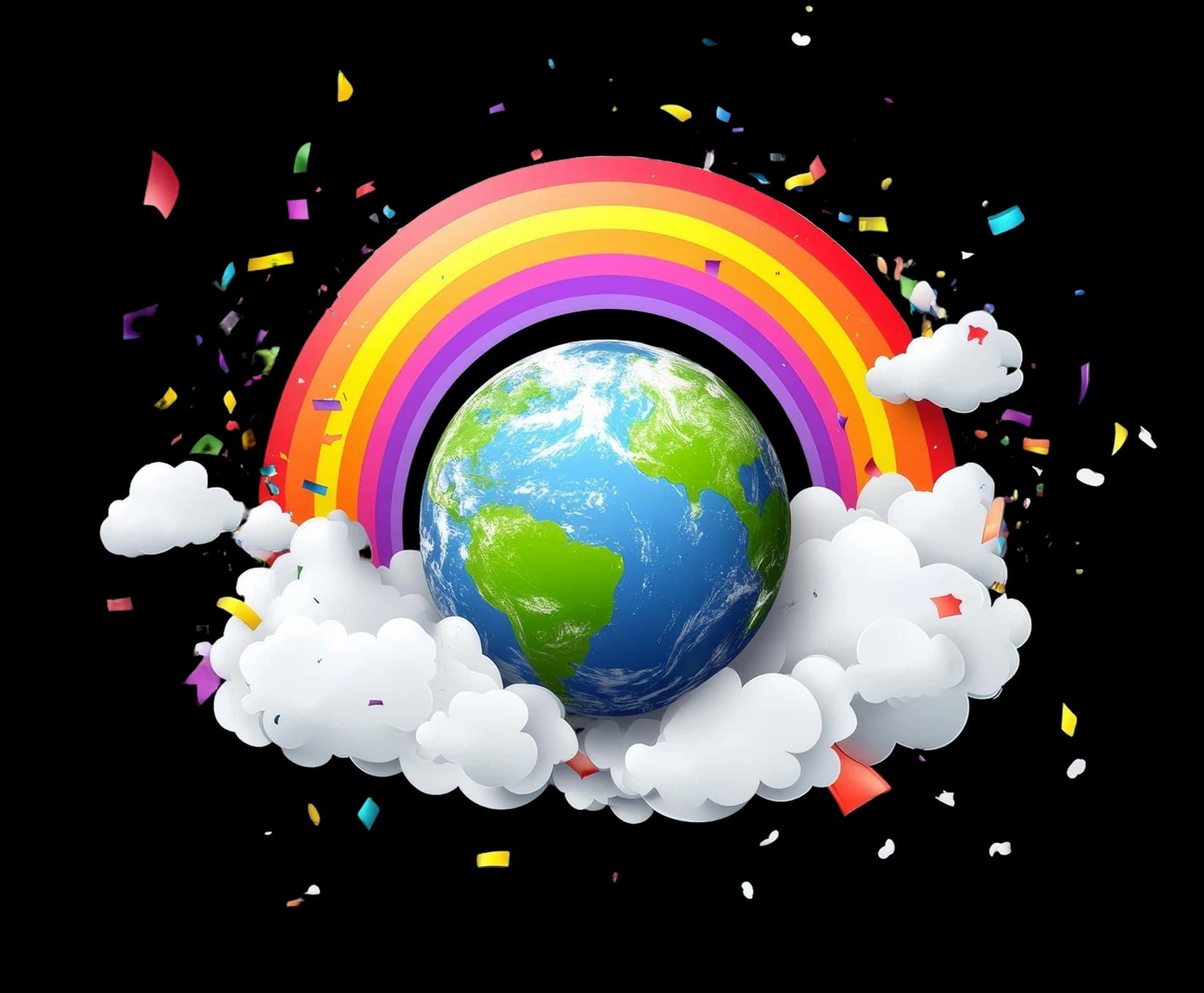 Rainbow earth showing global reach