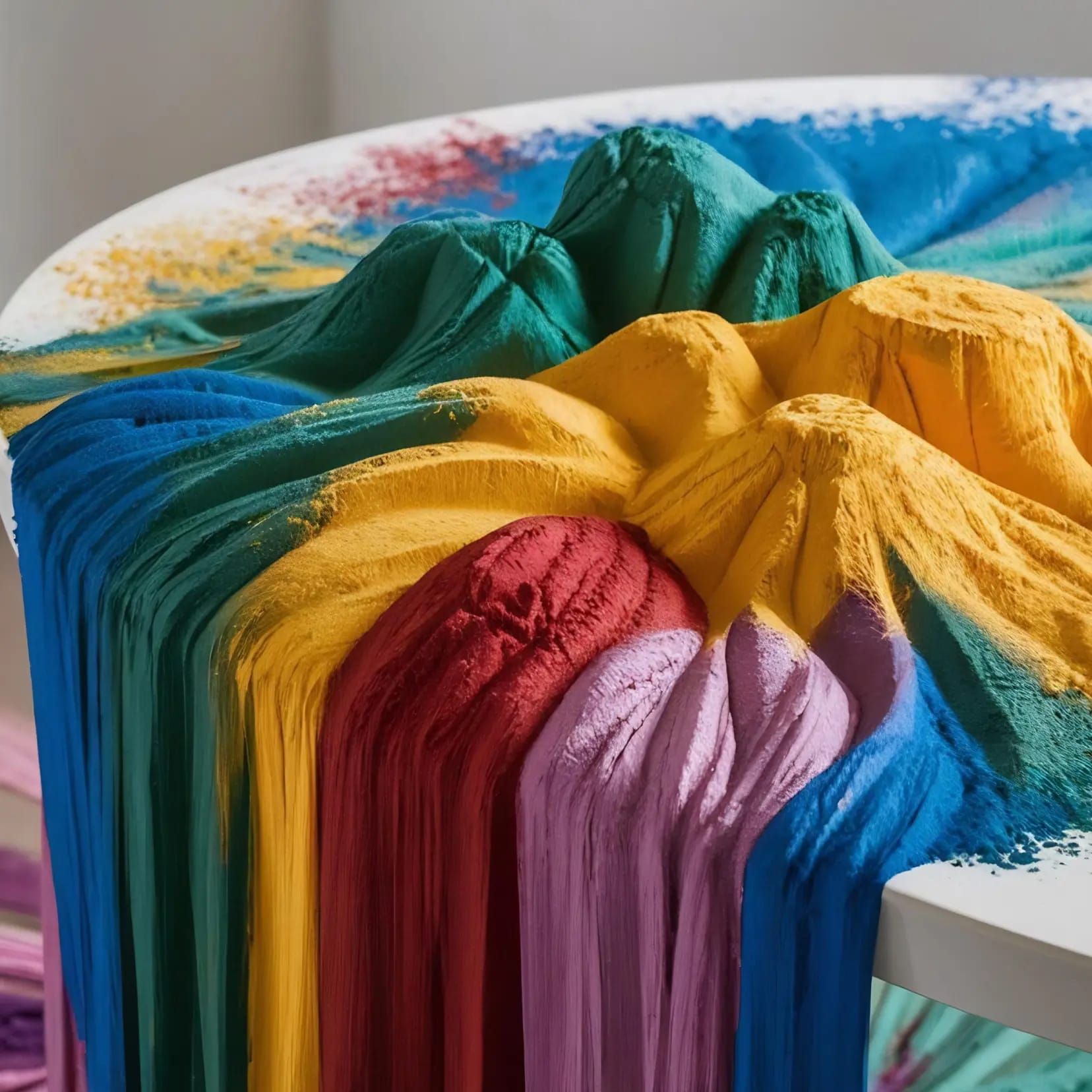Stacks of vibrantly dyed textile samples